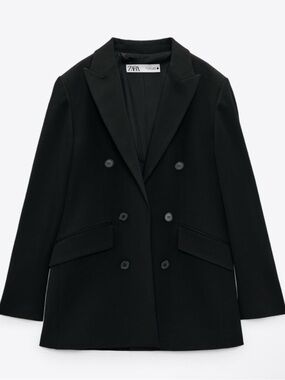 Zara Black Double-Breasted Blazer Jacket